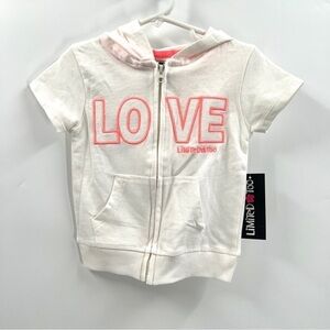 NWT LIMITED Girl's White & Pink Short Sleeve Zip Up Sweater Size 4T